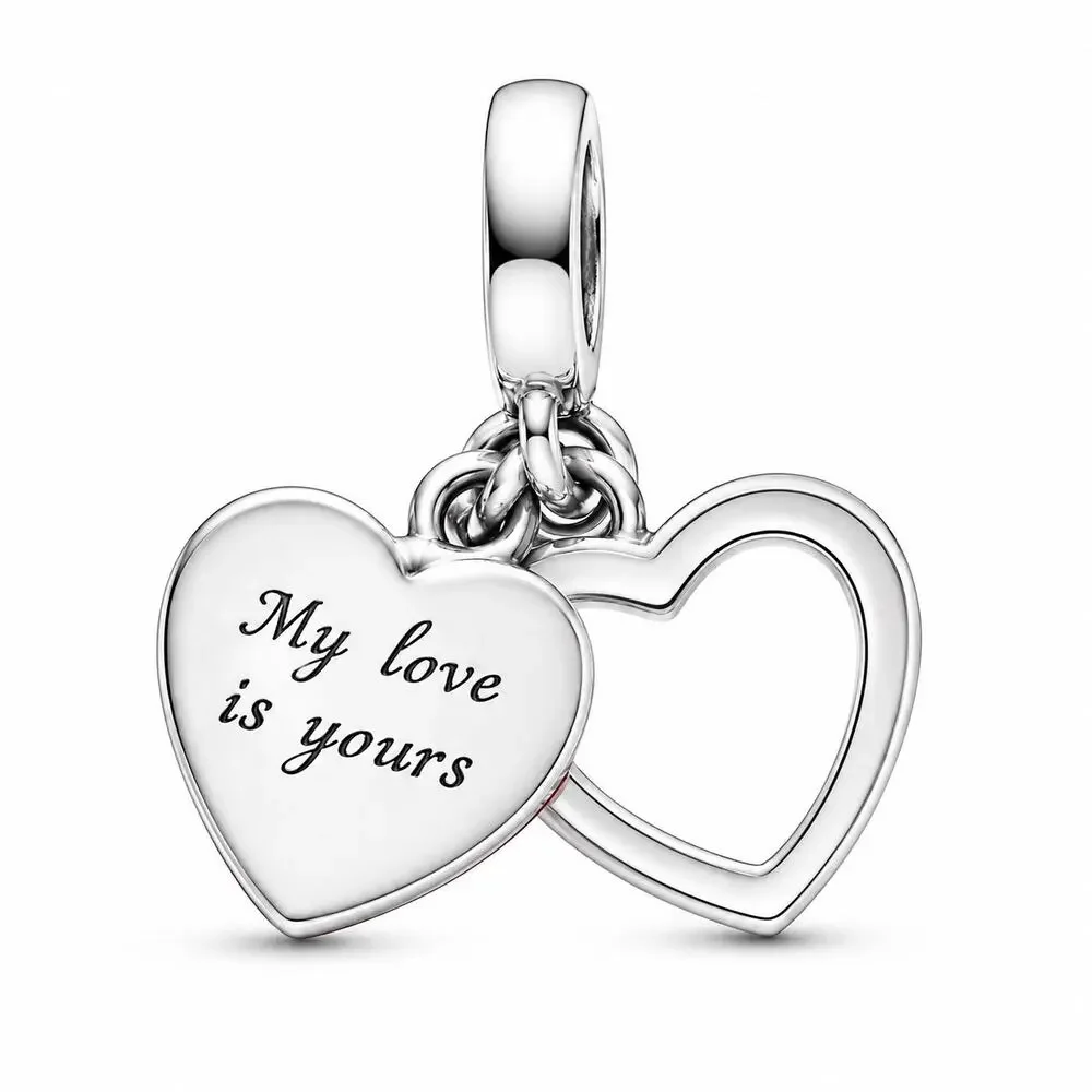 Pandora Red Heart Keyhole Double Dangle Charm 793119C01 Sterling Silver